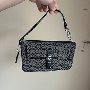 2000s Coach Soho Signature "C" monogram Buckle Wristlet/ Mini-bag